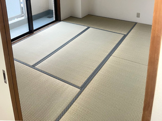 小工事 日差しによる色あせを解消し、きれいにリフレッシュした畳